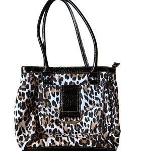 Y2K Leopard Cheetah Print Shoulder Bag with Black Trim